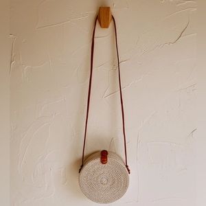 NWT Village Thrive Round Rattan Purse White